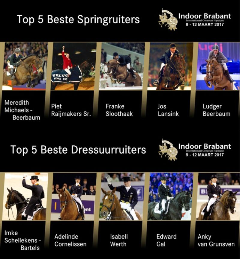 Verkiezing beste dressuur- en springruiter van 50 edities Indoor Brabant
